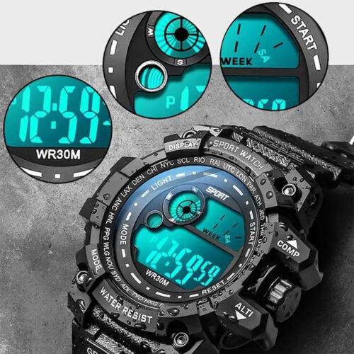 Men’s LED Style Military Tactical Waterproof Heavy Duty Fashion Sports Watch US - Picture 4 of 16