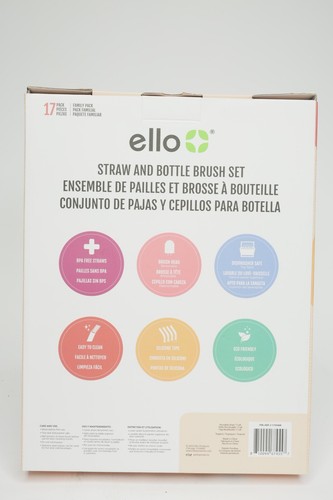 ello straw & bottle brush 16 piece reusable stainless steel straw silicone tips - 第 2/2 張圖片