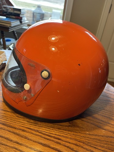 Vintage Shoei motorcycle full face helmet 1970s S-12 size M rare Orange - Picture 5 of 14