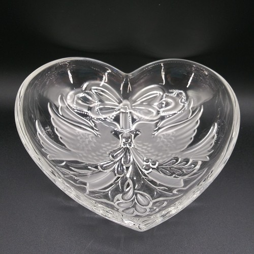 Gorham Christmas Holiday Crystal Glass Cardinals Birds Candy Dish trinket Bowl - Picture 4 of 7