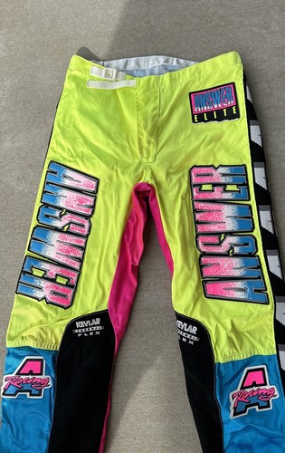ANSWER RACING Motocross Pants Men's size 32 Blue Pink Yellow White Black - Picture 3 of 9