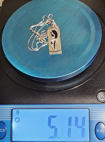 800 Silver Virgin Mary Pendant Necklace Blue Enameled Madonna Religious Jewelry - Picture 5 of 5