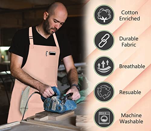 Adjustable Bib Apron Pockets Kitchen Cooking Apron Men Chef Work Tool BBQ Apron - Picture 57 of 59
