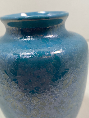 1920s Fraunfelter Ohio Blue Luster Vase - Picture 3 of 9