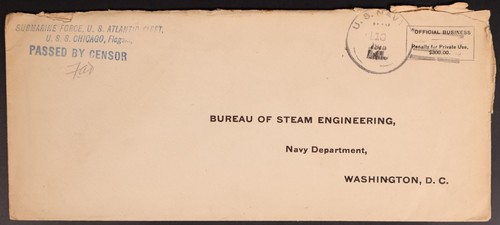 USS Chicago May 18 1918 WWI Passed By Censor Naval Cover