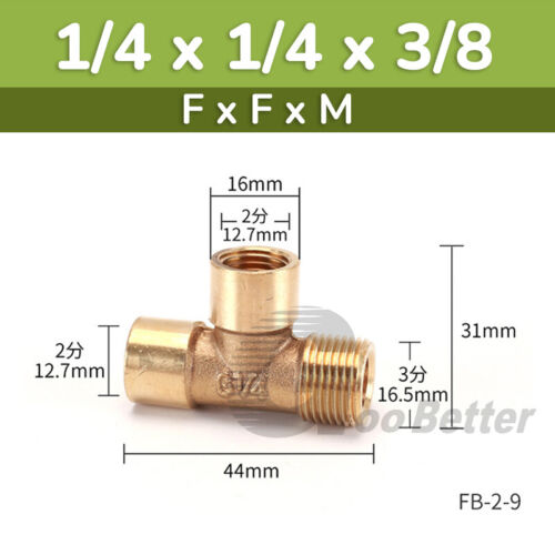 1/8" - 2" BSP Brass T Piece 3 Way Tee Male Female Thread Pipe Fitting Connector - Picture 44 of 64