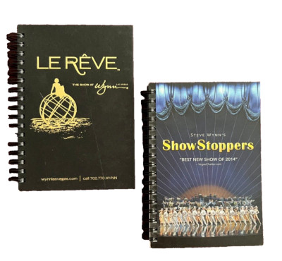 Rare Le Reve And Show Stoppers 2 Spiral Notebooks Wynn Hotel Las Vegas 6X4