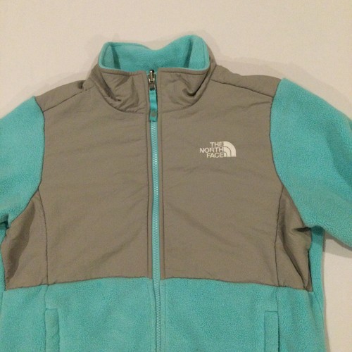 The North Face Girls Denali Polartec Fleece Jacket Aqua/Gray Sz L 14-16 - Picture 2 of 8