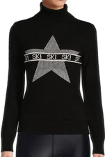 NWT Antonio Melani Black/White STAR SKI Turtleneck Sweater Women's XL SOFT