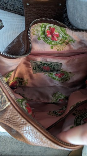 Charm And Luck Brown Leather Shoulder Bag Purse With Rhinestone - Picture 17 of 18