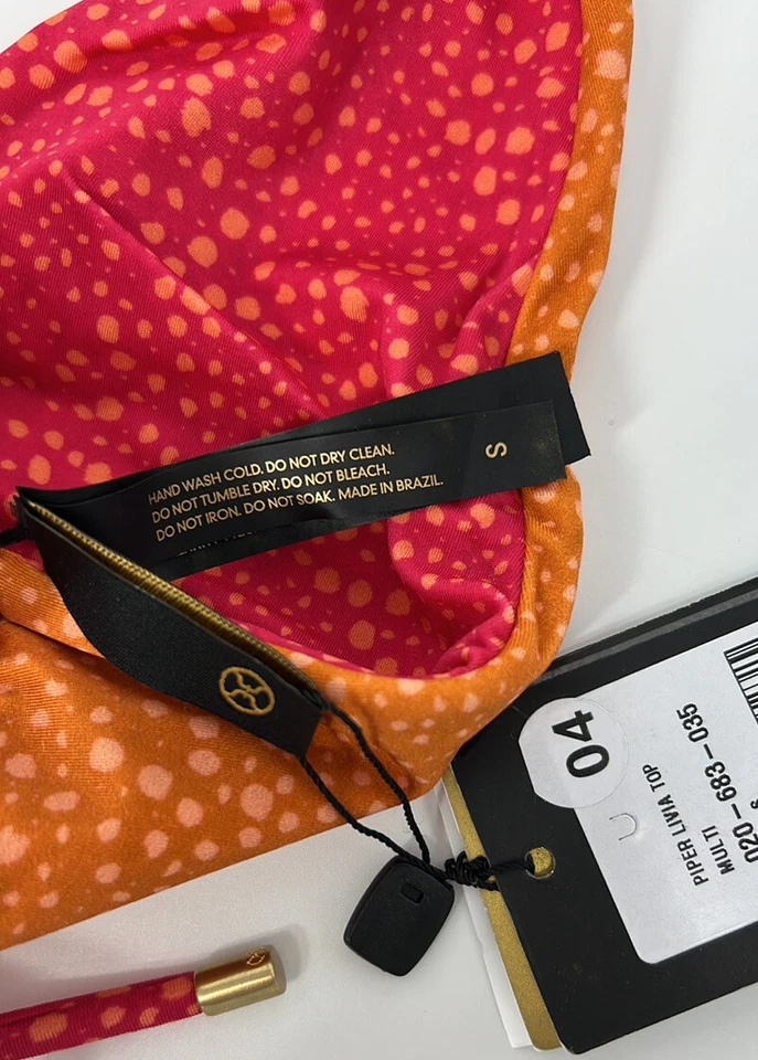 ViX Nuevo con Etiquetas Piper Lucia Bikini Traje de Baño Top Mujer’s Pequeño Traje de Baño Rosa Naranja Foto 3 de 4