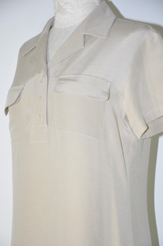 Maxi Camisa Vestido Modesto Y2K Jones Gris Tostado Seda Mínimo Largo Columna Mujeres M - Imagen 8 de 12