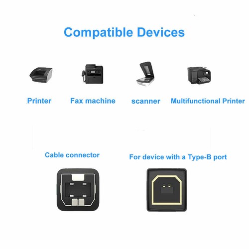 Cable de impresora USB 2.0 A a B A macho a B macho AM/BM HP cañón Epson Dell Brother - Imagen 16 de 22