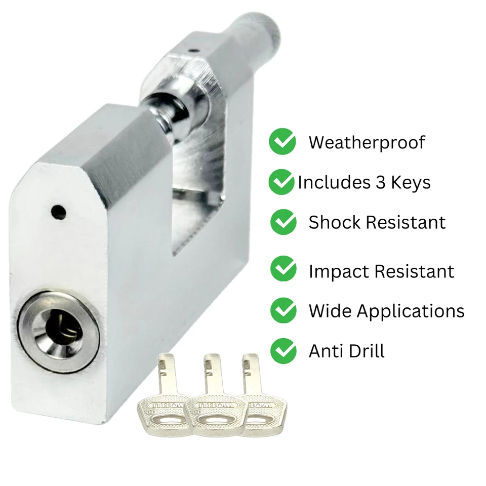 HEAVY DUTY ANTI RUST SHUTTER PADLOCK 50mm-94mm HIGH SECURITY SHACKLE LOCK 3 KEYS - Image 4 of 4