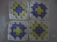 20-4 Granny Squares Blocks 4 Afghan, Afghanslavender, Yellow & Whitesoft 20-4 Granny Squares Blocks 4 Afghan, Afghanslavender, Yellow & Whitesoft