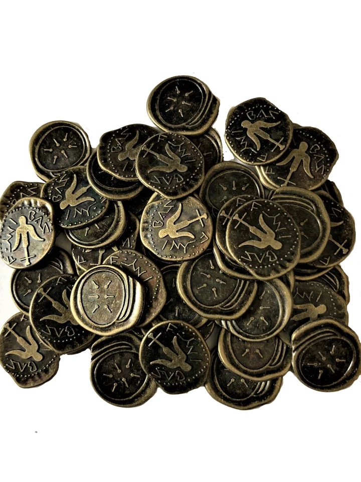 Antiguo paquete de 50 monedas bíblicas de metal de viudas romanas Foto 2 de 3