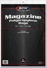 BCW Magazine Bags - 1 Pack of 100 | Acid-Free, Crystal Clear Polypropylene Sleev
