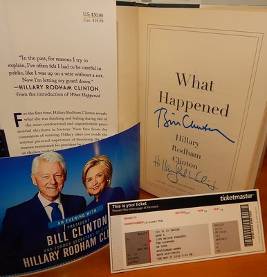 DUAL AUTOGRAPH /"What Happened/" Book SIGNED by both BILL /& HILLARY CLINTON *HOT!*