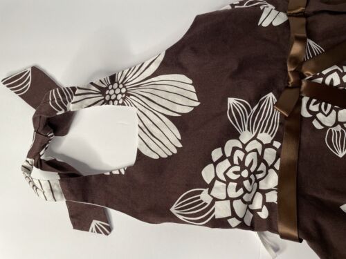 Hawaiian 3 Toddler Halter Tropical Brown Dress with Lace NWT Floral Ribbon/Bow - Picture 3 of 6
