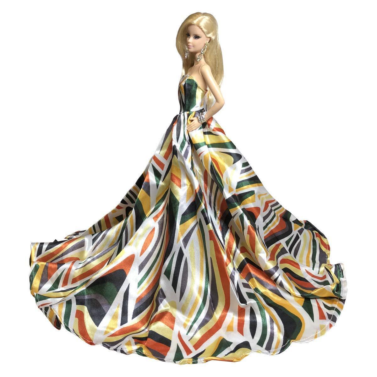 Peregrine Blue Pucci Wave Patterns Large Silk Ball Prom Doll Gown Dress for 11.5 inches Dolls
