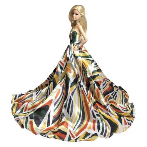 Peregrine Yellow Black Pucci Patterns Silk Ball Prom Gown Dress for 11.5" Doll