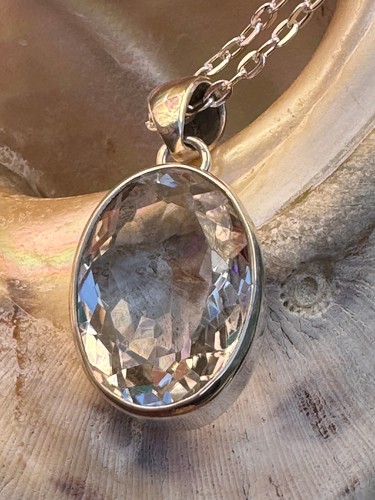 Charles Albert Faceted Quartz Crystal & Sterling Silver Artisan Pendant Necklace - Picture 10 of 24