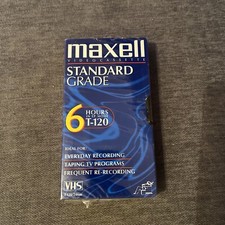 Maxell Standard Grade T-120 Blank VHS Video Tape 6hrs. NEW Sealed