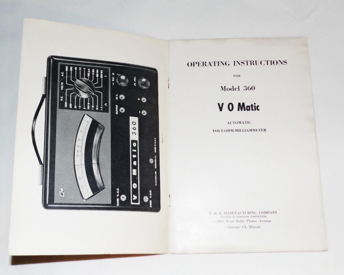 B+K PRECISION VINTAGE VO-MATIC 360 BAKELITE VOM MULTIMETER MANUAL & RESISTORS - Photo 4 sur 8
