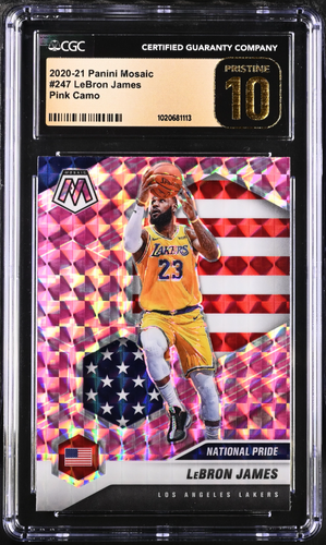 2020-21 Lebron James #247 Mosaic Pink Camo Prizm CGC 10 Pristine Select Optic