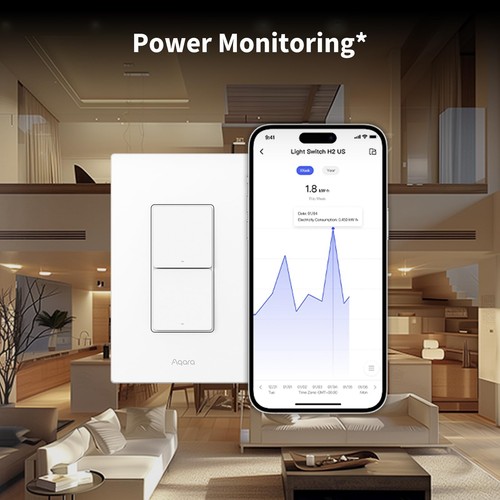Aqara Smart Lichtschalter H2 (2-in-1 Neutral, 2 Tasten, 2 Kanäle), Gewinde/Z... - Bild 7 von 8
