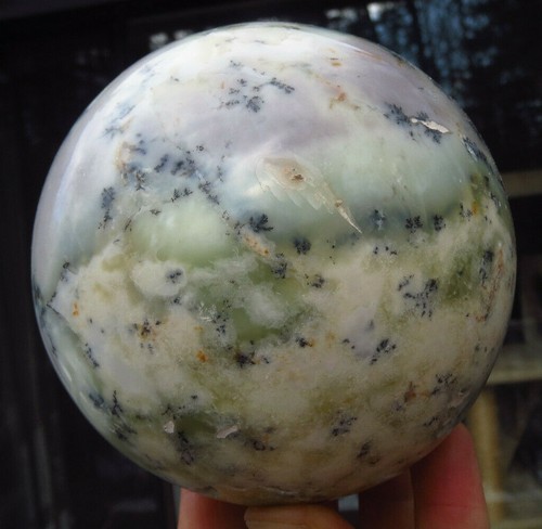 POLYCHROMATIC DENDRITIC GREEN TEAL PURPLE & WHITE OPAL BEAUTIFUL CRYSTAL SPHERE - Picture 6 of 12