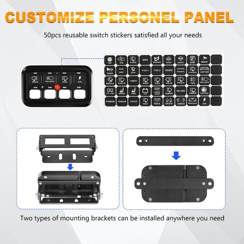 AUXBEAM 8 Gang Switch Panel Electronic Relay System On-Off Control LED 1200W 60A - Foto 5 di 12