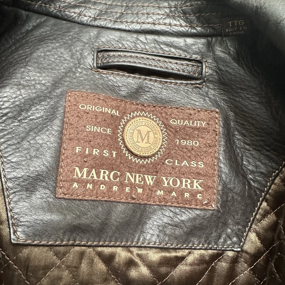 Marc New York by Andrew Mark Vintage Men’s Brown Leather Jacket Size XXL/TTG - Image 3 of 4