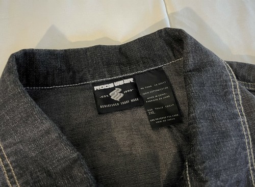 ROCA WEAR Black/gray Denim Button Jean Jacket men's Size 2XL - Picture 4 of 9
