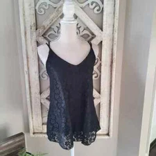 Sweet Adelyn Women's Lace Tank Top in Black USA Made Strappy Criss Cross