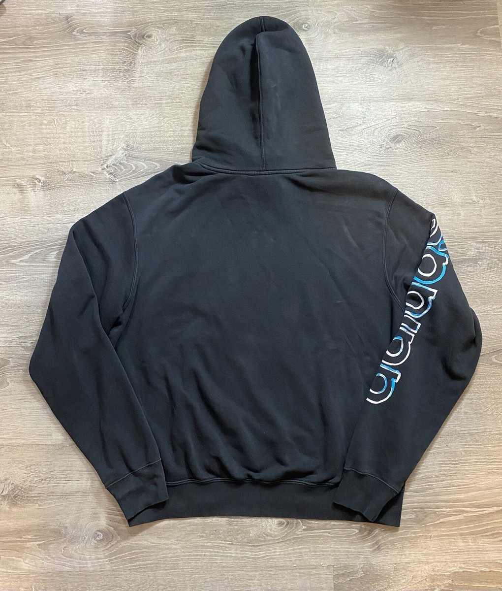 Adidas Hoodie Mens Large Black Pink Logo Print Watercolor