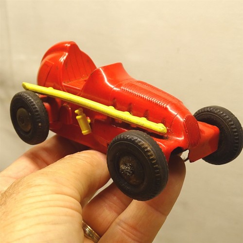 Vintage Marx Plastic Open Wheel Friction Type Race Red Car, 5" - Imagen 11 de 12