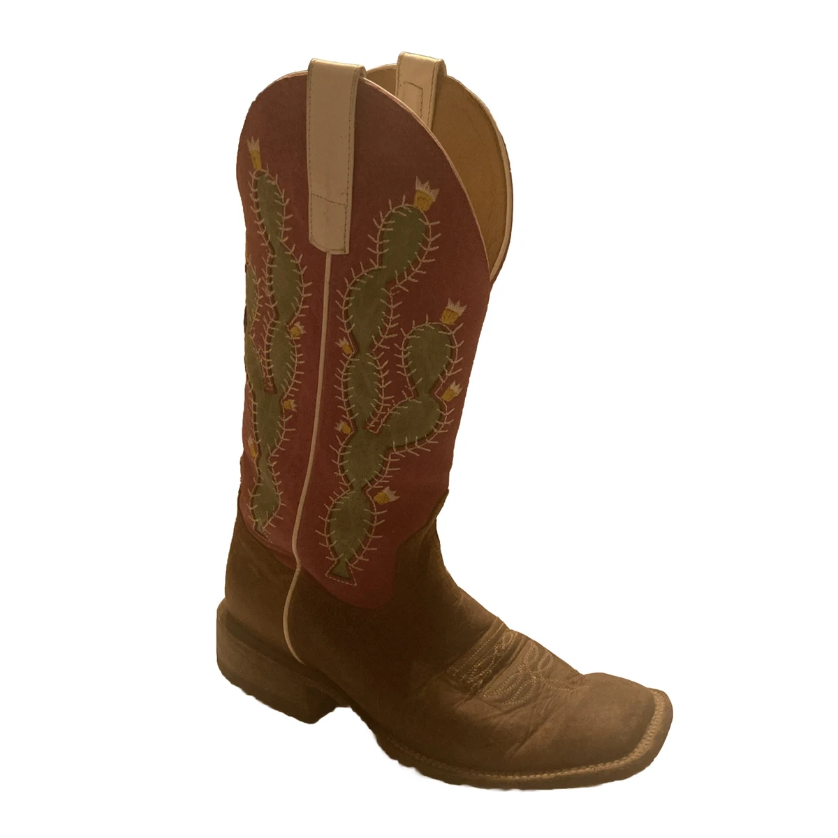 Macie Bean Prickle Cactus Womens 8 Cowboy Boot M9132 Pink Square