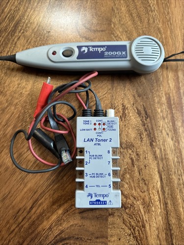 Tempo 200GX Inductive Amplifier & AT8L LAN Toner 2 & Case Tested Good Unit