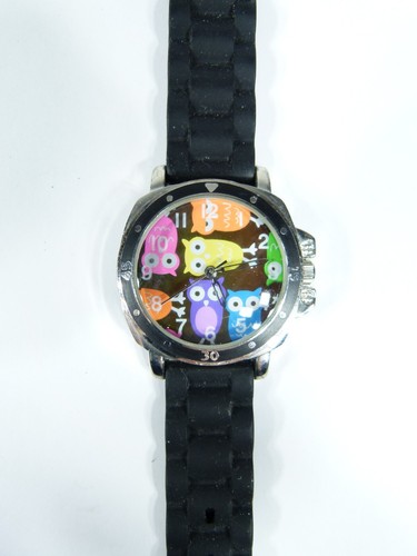 Sophie by Collezio Womens Colorful Owl Watch w/ Black Rubber Wristband - Picture 3 of 7