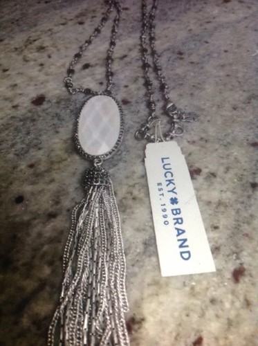 Lucky Brand Silver Tone Reversible Stone Necklace, NWT - Picture 6 of 11