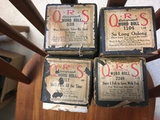 4 Vintage QRS Player Piano Rolls: So Long Oolong, Since I Fell in Love with You,