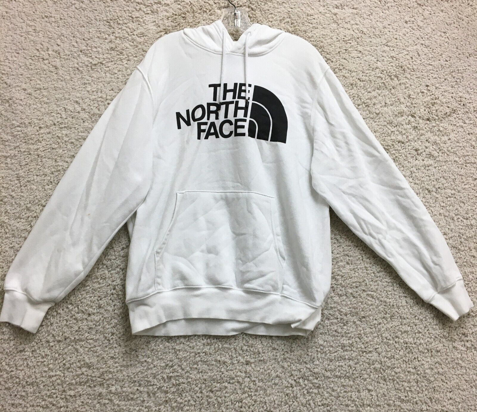 The North Face Mens Large White Hoodie with Graphic Logo Pullover Sweatshirt
