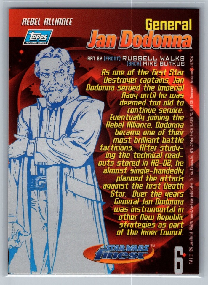 1996 Topps Finest Star Wars 5 General Jan Dodonna eBay