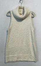 Show Me Your Mumu Dress Womens Medium Cream Fauna Turtleneck Sleeveless Fuzzy
