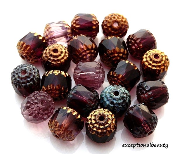 pack of 20 Czech glass pressed beads faceted yellow