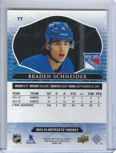 2023-24 Upper Deck Artifacts Ruby /499 Braden Schneider #77 - Picture 2 of 2