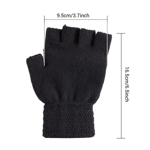 Unisex Fingerless Gloves Half Finger Winter Typing Touch Thermal Flip-top Glove - Picture 7 of 9