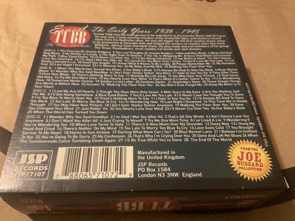 Ernest Tubb - The Early Years 1936-1945 4 CD Box Set JSP - Early Country Foto 2 de 4