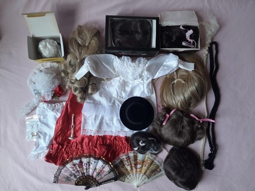 Doll Making Bundle , Wigs, Pigtails, Hats, Fan Accessories V30